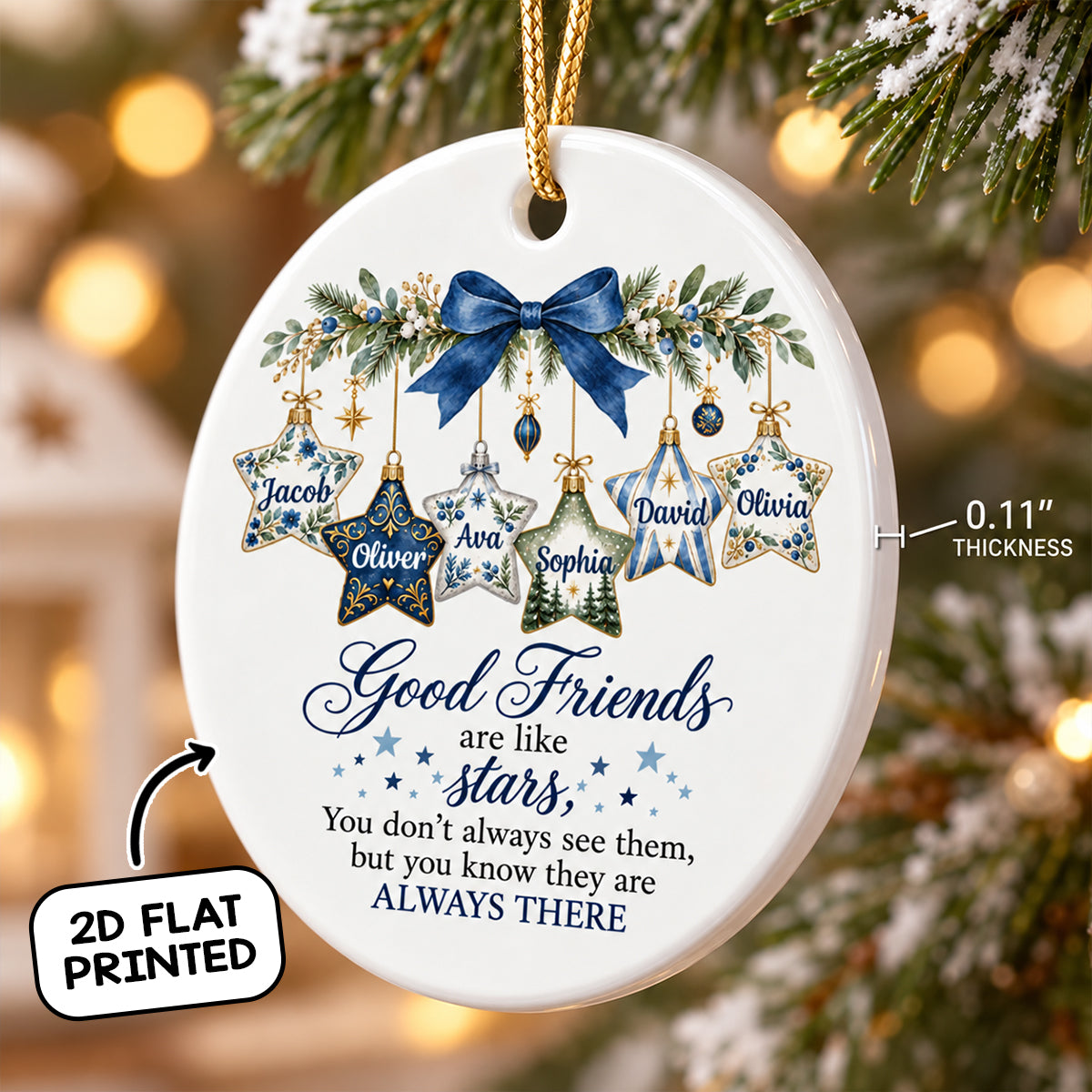 Good Friends Are Like Stars - Personalized Ceramic Ornament - Christmas Gift for Best Friends