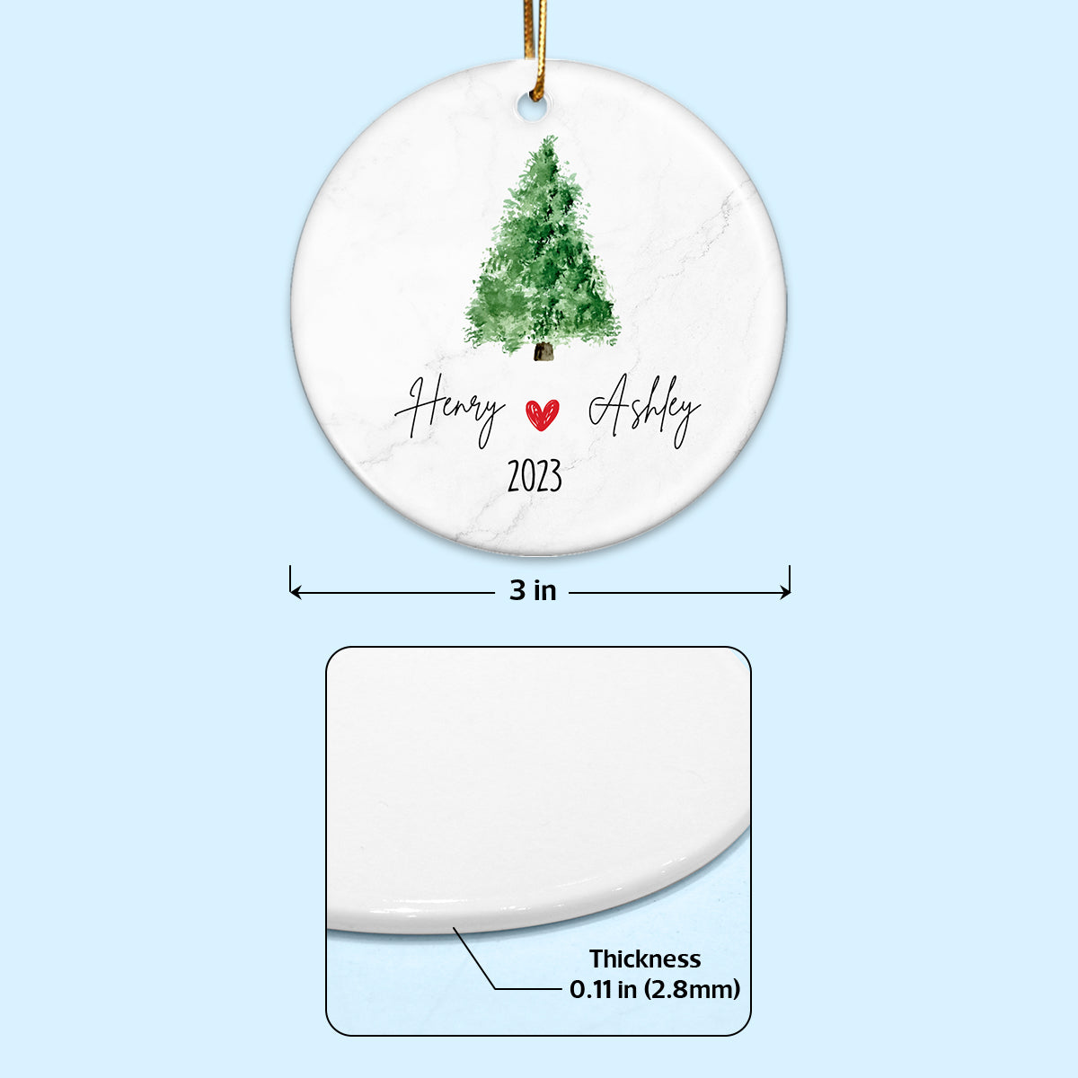 Simple Christmas Thing Couple Kissing Personalized Double Sided Circle Ornament