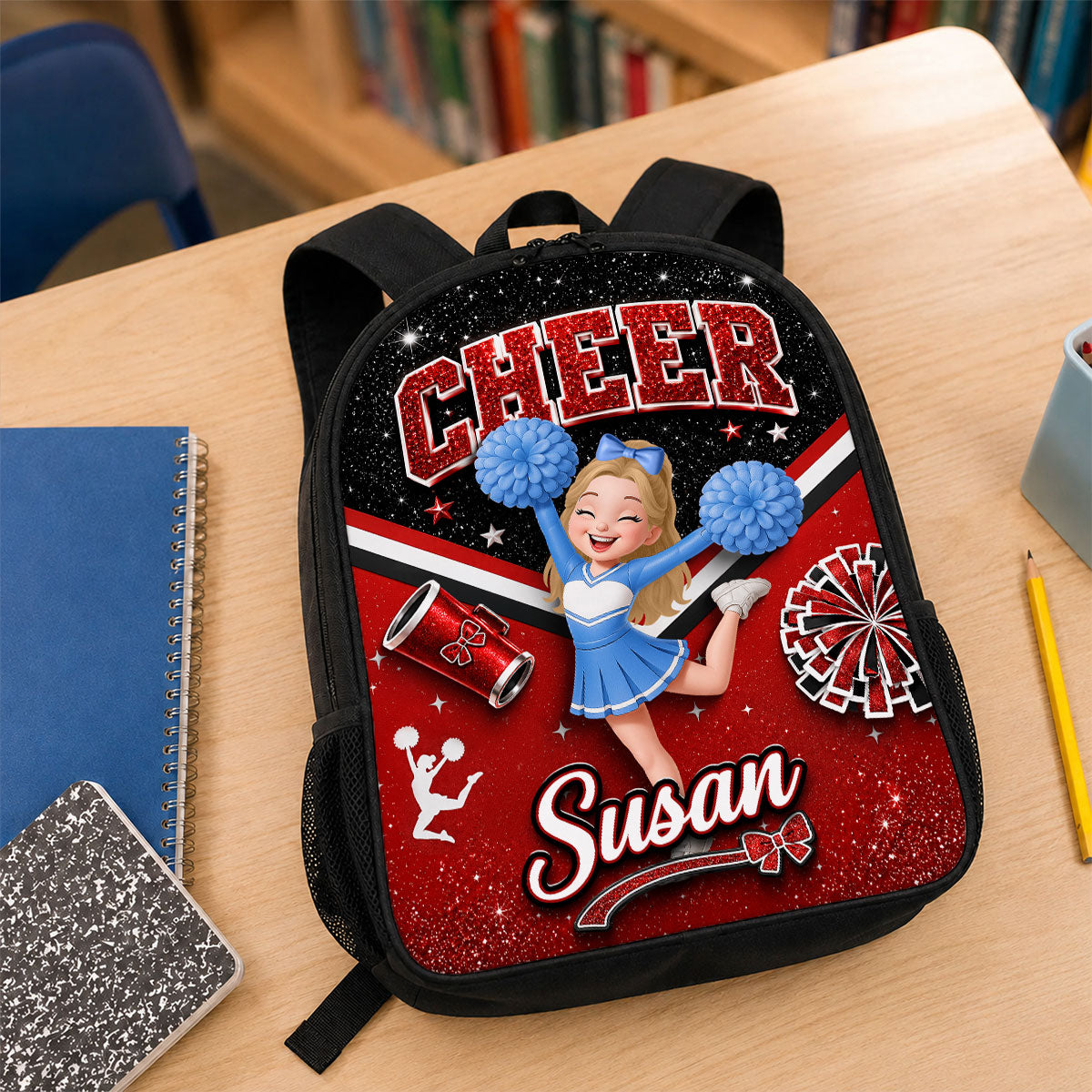 Custom Cheerleader with Name - Personalized Backpack - Back to School Gift for Daughter, Granddaughter