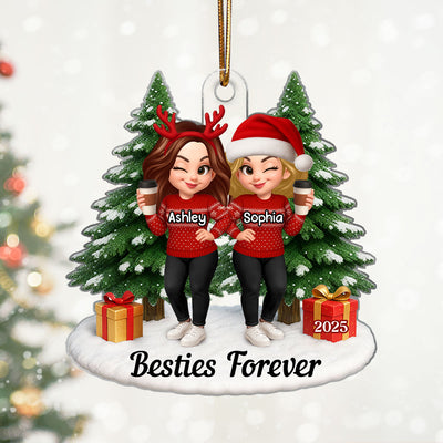 Besties Forever - Personalized Acrylic Ornament - Perfect Christmas Gift For Besties