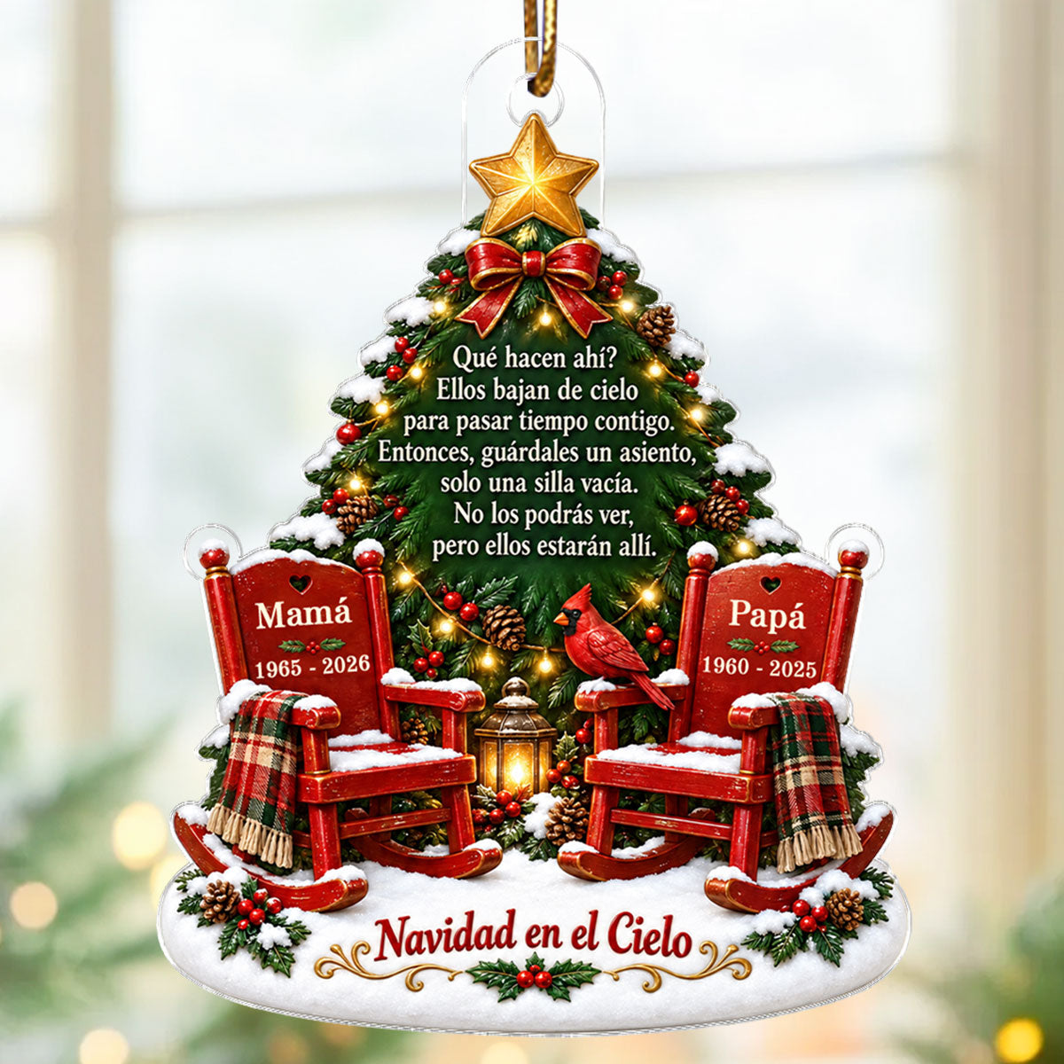 Christmas Spanish Memorial Navidad en Cielo - Adorno acrílico personalizado - Adorno conmemorativo, regalo de condolencias, regalo de recuerdo
