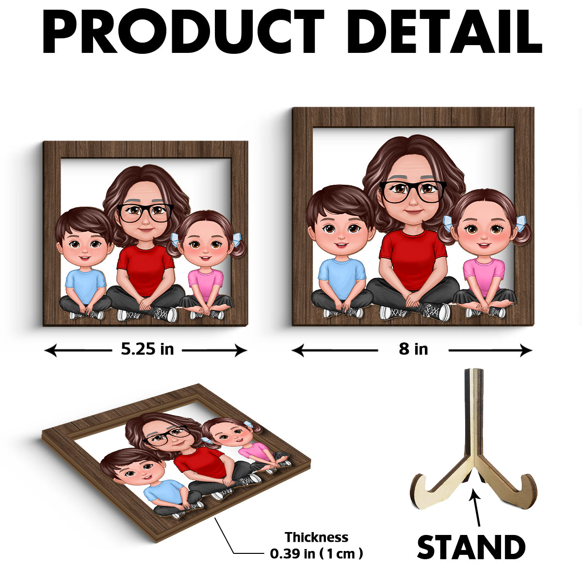 Grandma Grandkids Crossed Legs Frame Personalized 2-Layer Wooden Plaque