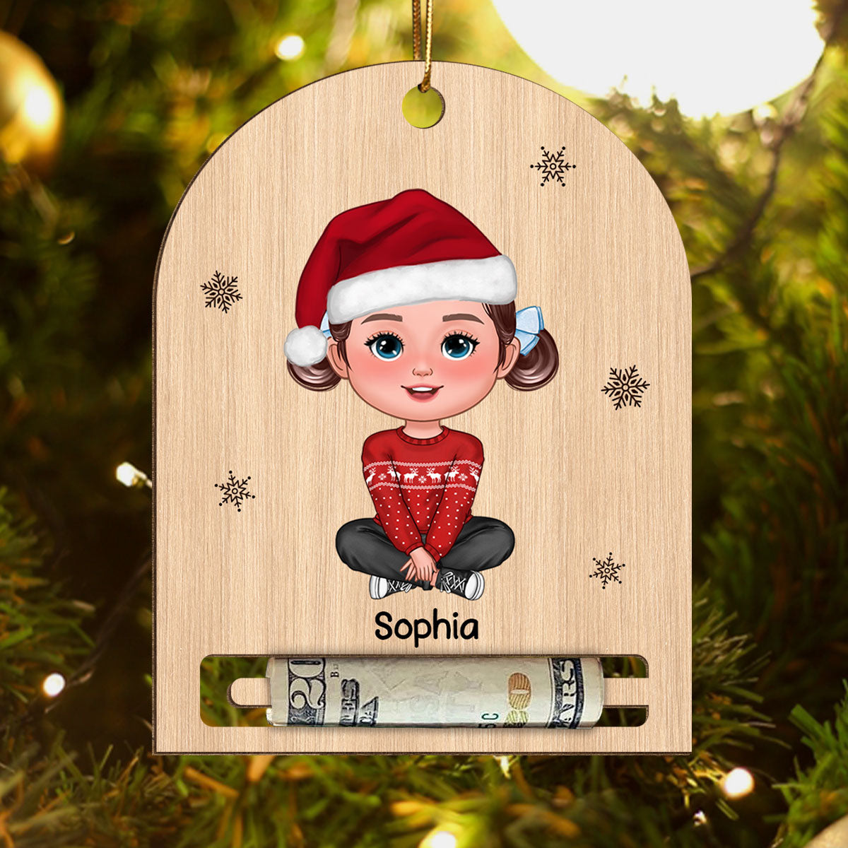 Christmas Gift For Family Member Personalized Wooden Money Holder Ornament