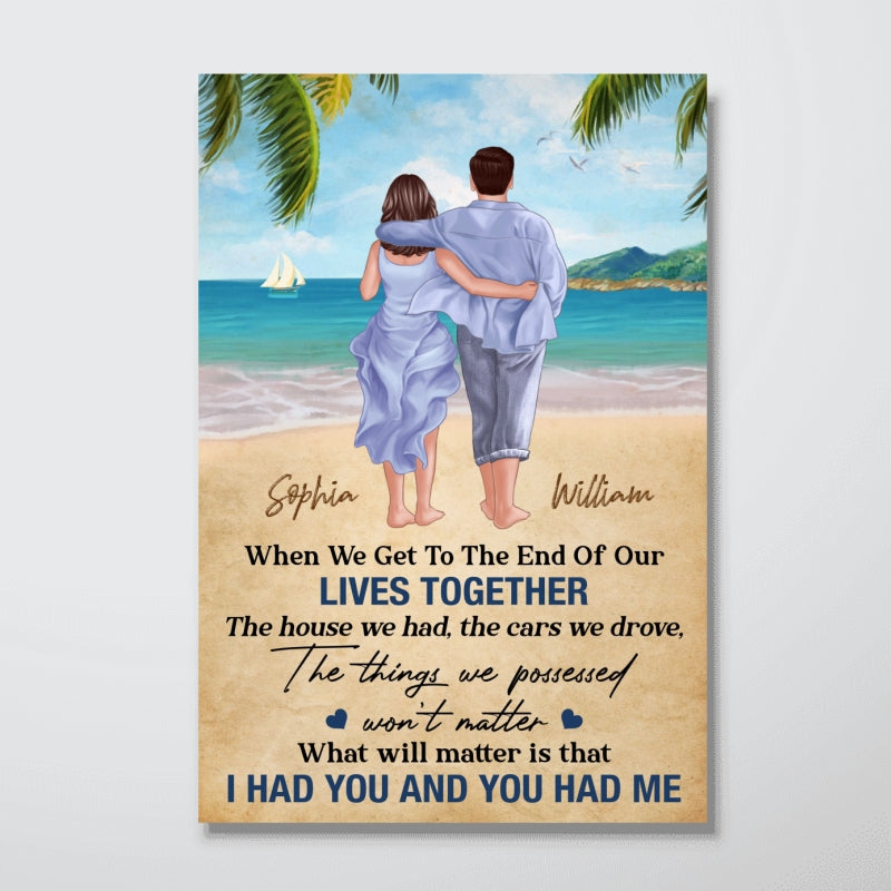 I Had You & You Had Me Back View Couple Walking On The Beach Personalized Vertical Poster