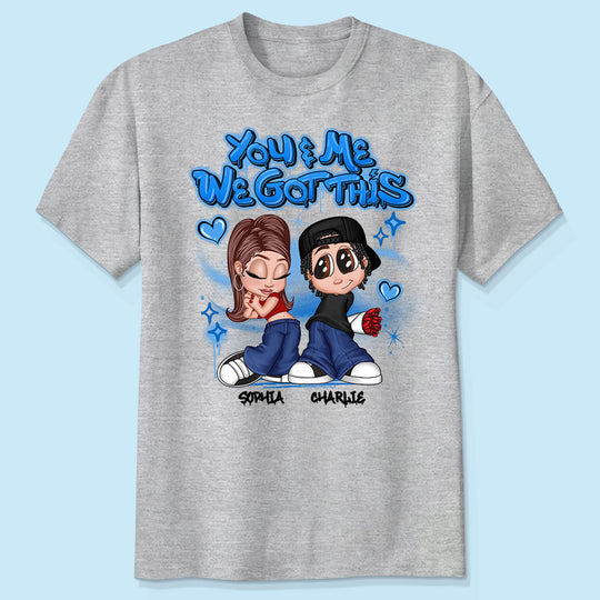 Y2K Couple Airbrushed - Personalized Shirt - Unique Valentine's Day Gift For Him, Gift For Her