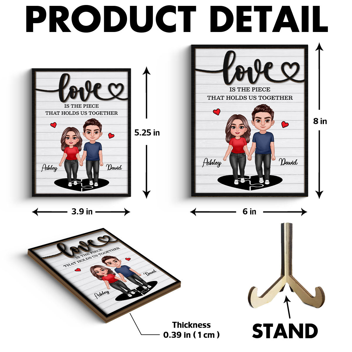 Love Is The Piece That Holds Us Together Couple Personalized 2-layer Wooden Plaque