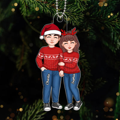 Cute Couple Loves Holding Hand Personalized Acrylic Ornament