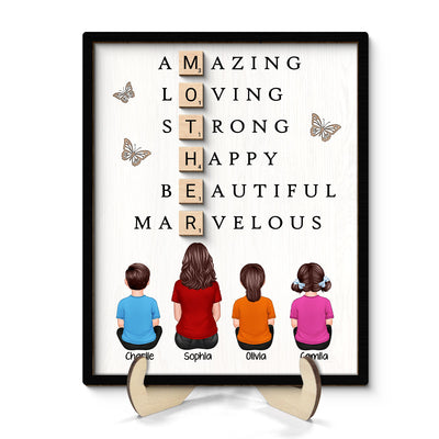 MOTHER Alphabet Tiles Gift For Mom Personalized 2-Layer Wooden Plaque