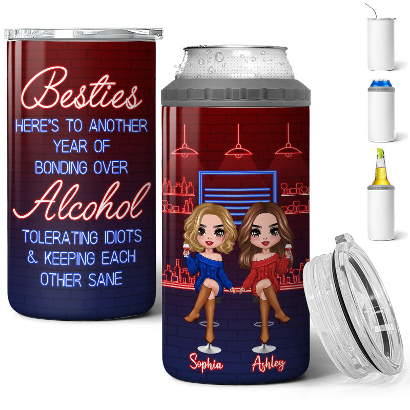 Doll Besties Sisters Drinking Partners Personalized 4 In 1 Can Cooler