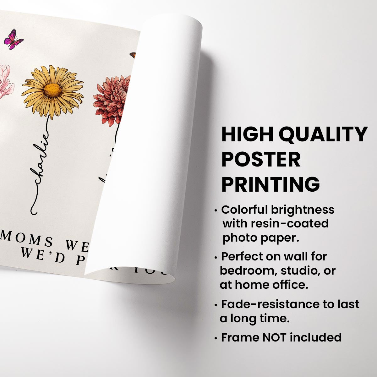 Vintage Flowers If Moms Were Flowers Gift For Mom Personalized Horizontal Poster