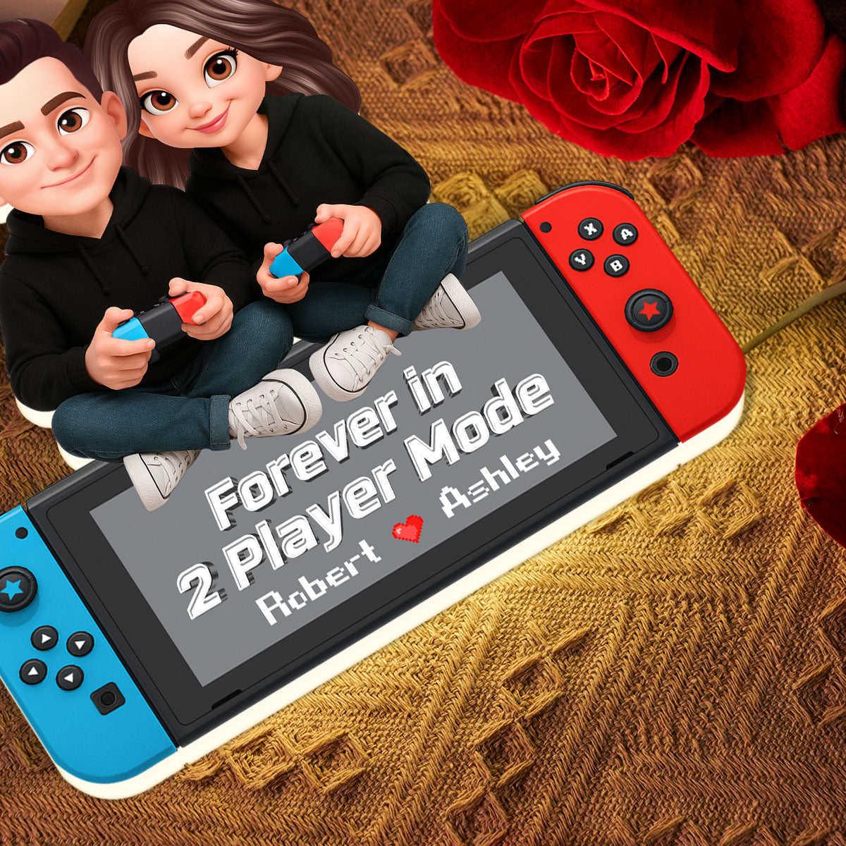Forever In 2 Player Mode Gaming Couple - Personalized Light Box - Heartfelt Valentine, Anniversary Gift For Gamers, For Him, For Her