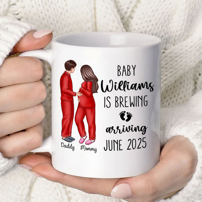 Baby Is Brewing Pregnancy Couple Personalized Mug Expecting Mom Gift, Expecting Parents Gift,  Gift
