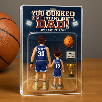 You Dunked Right into my Heart Dad, Basketball Custom Figure - Personalized Acrylic Block Plaque - Gift For Dad, Gift For Husband, Gift For Grandpa