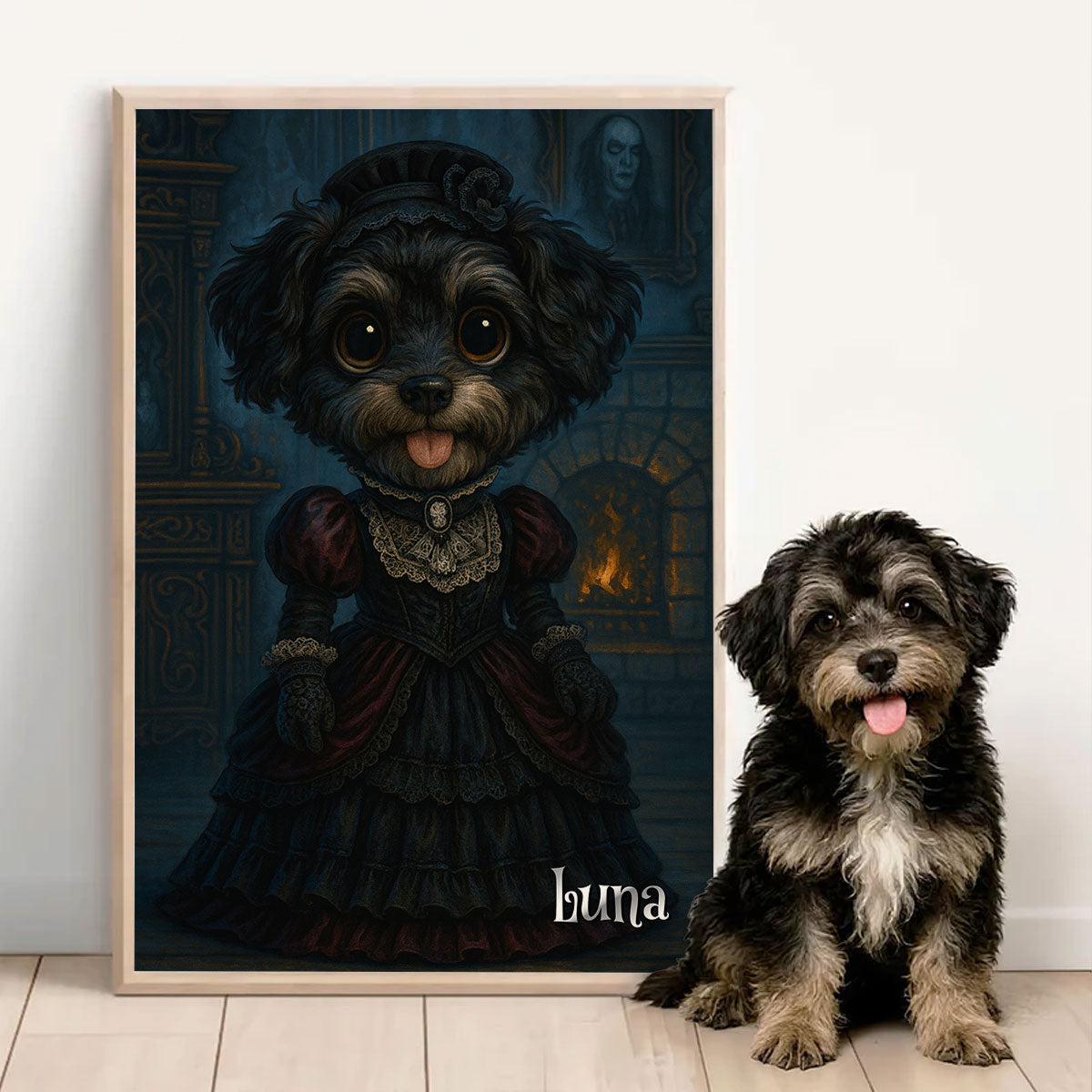 Custom Gothic Pet Portrait from Photo Personalized Poster, Halloween Decor, Gift for Pet Lovers