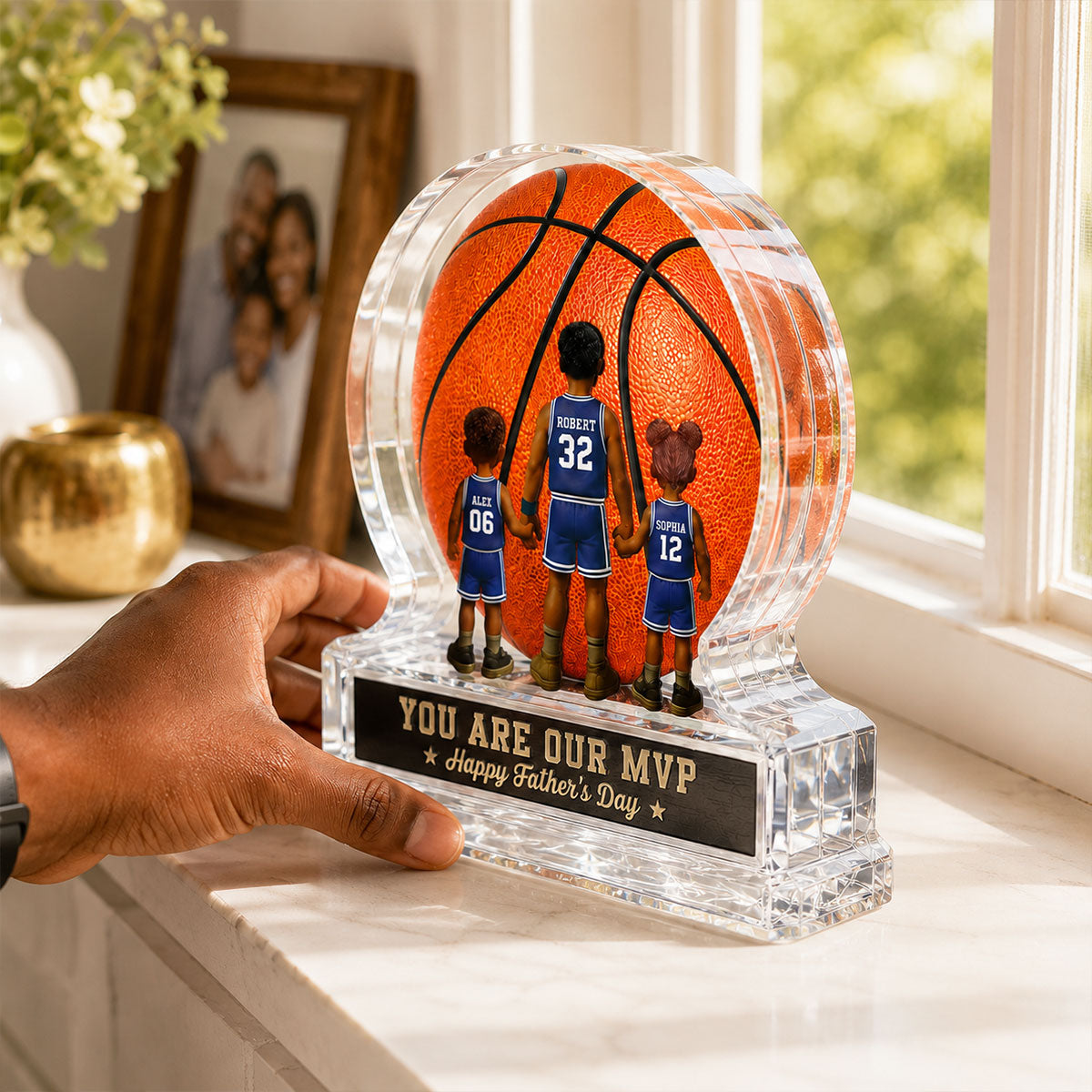 Basketball No 1 Dad Legend You Are Our MVP - Personalized Acrylic Block Plaque - Father's Day Gift For Dad, Husband, Basketball Fans