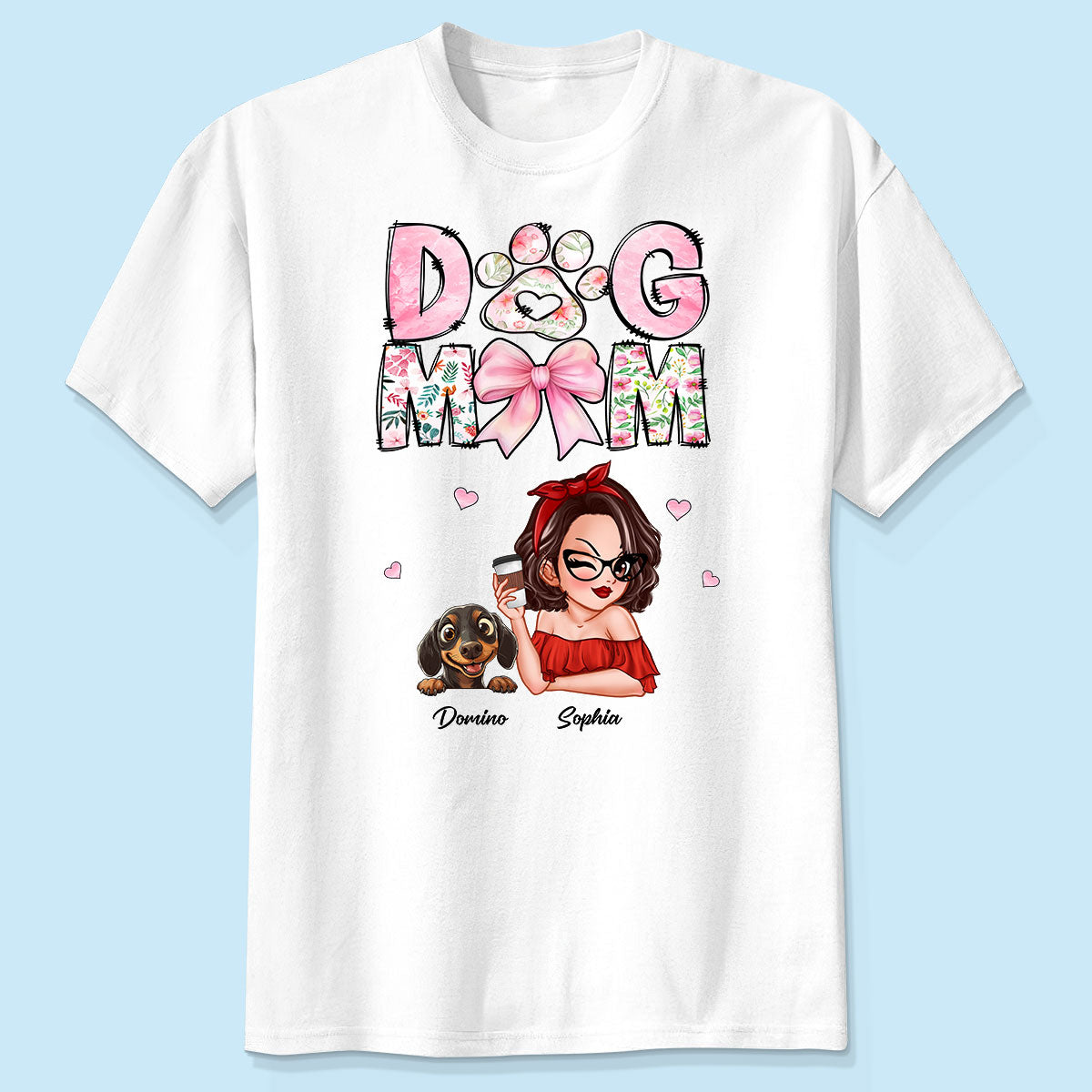 Dog Mom Cartoon Style Woman And Dogs Personalized Shirt, Gift for Dog Lovers