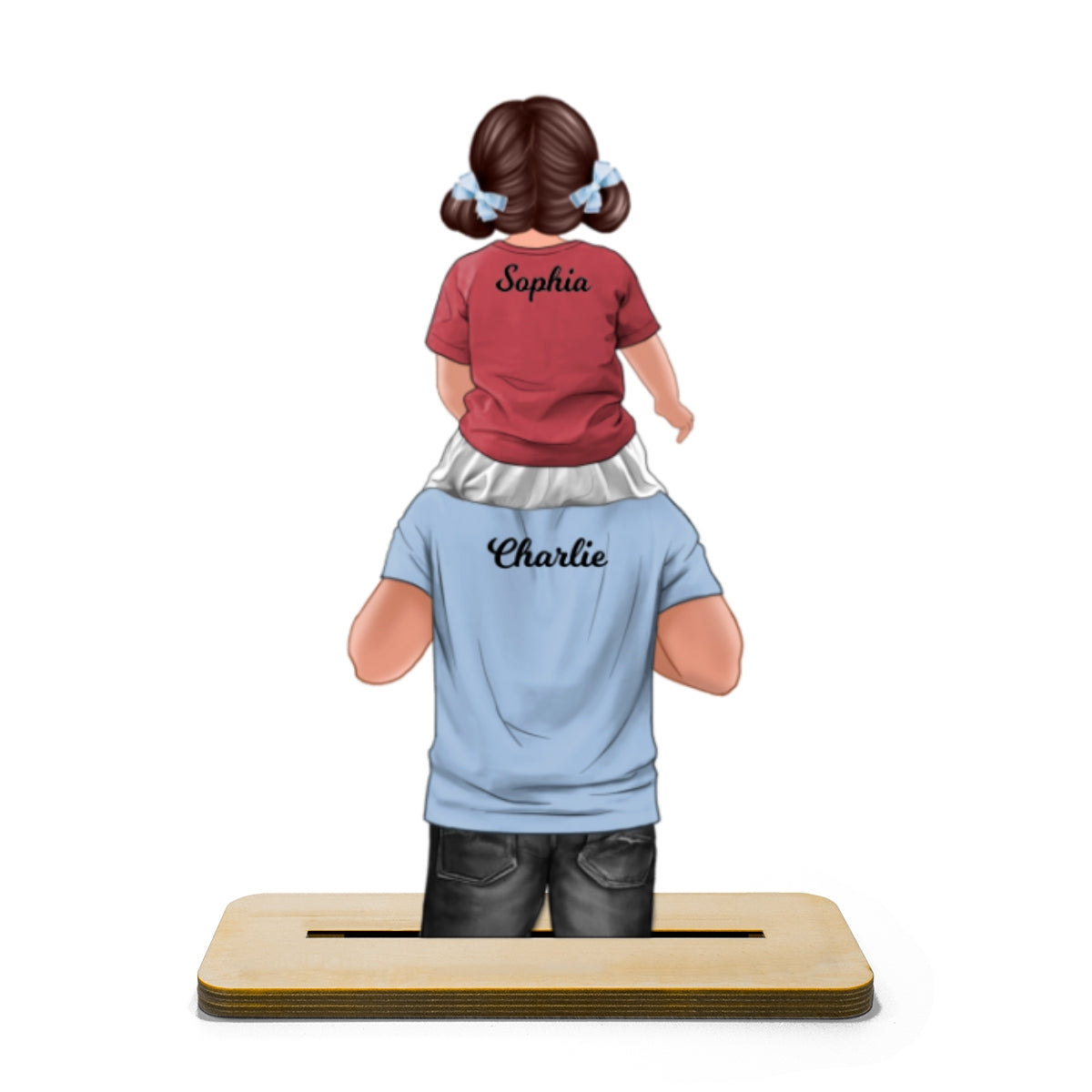 Dad Daughter Son Piggy Back Gift For Dad Personalized Standing Wooden Plaque