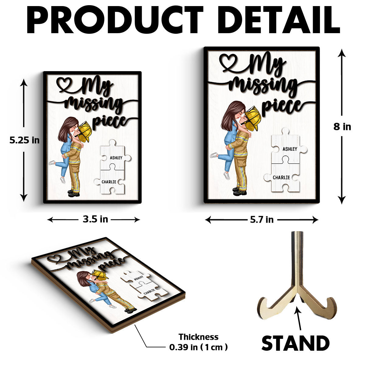 My Missing Piece Gift by Occupation Gift For Her Gift For Him - Personalized 2-Layered Wooden Plaque - Gift for Him, Gift for Her