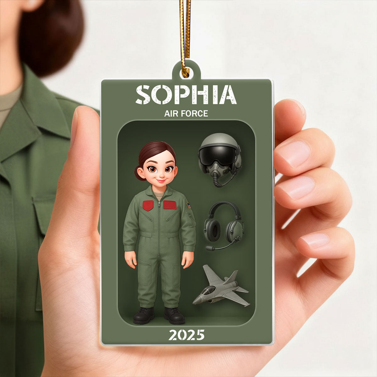Air Force Figure 3D Effect Personalized Acrylic Ornament - Special Gift For The Air Force
