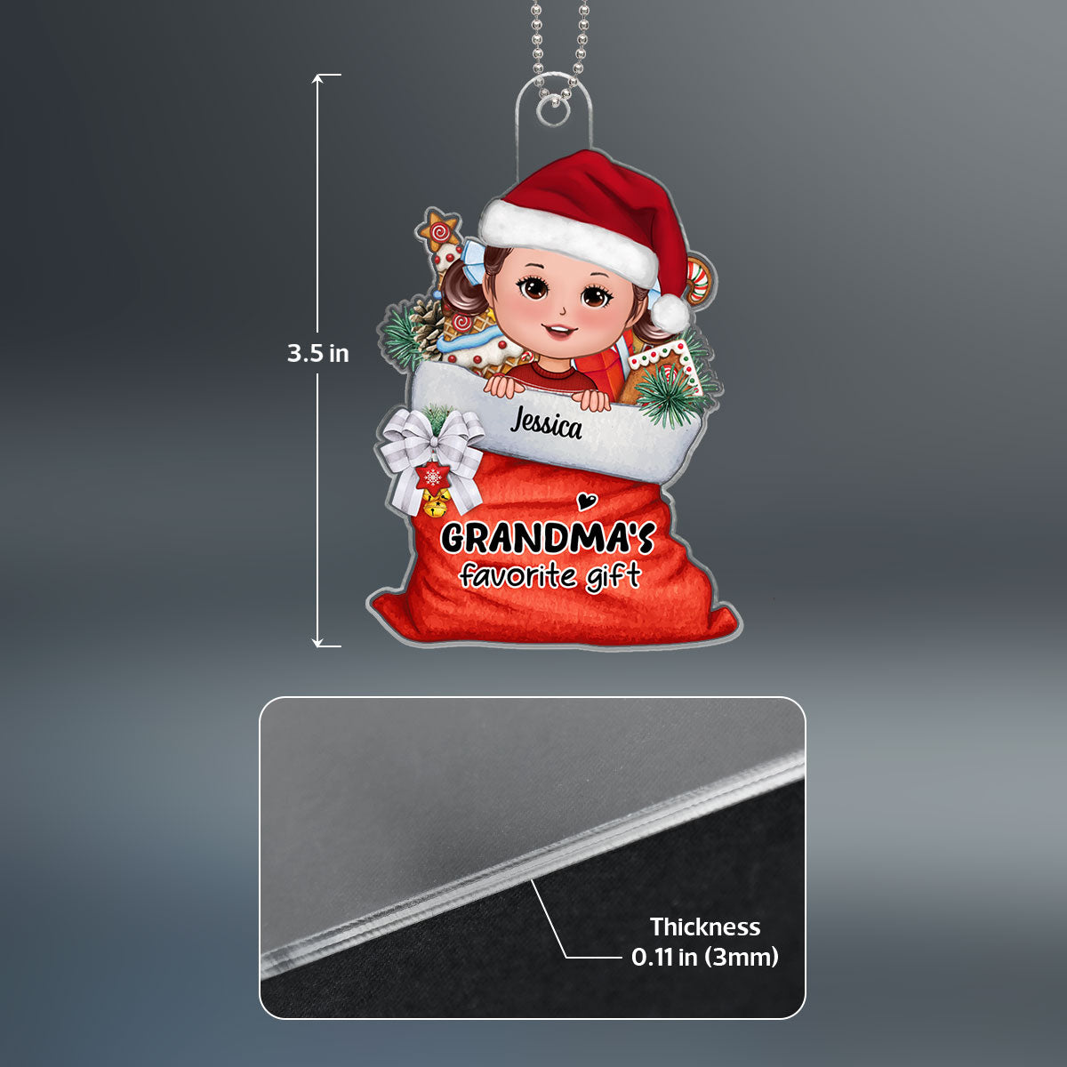 Grandma‘s Favorite Gifts Christmas Gift Bag Personalized Acrylic Ornament