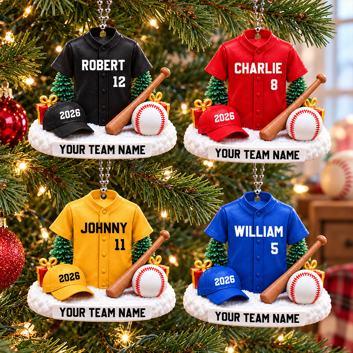 Proud Baseball Player Uniform - Personalized 3D Printed Ornament - Real 3D Ornament, Christmas Gift For American Football Players, Grandson, Son, Granddaughter, Daughter