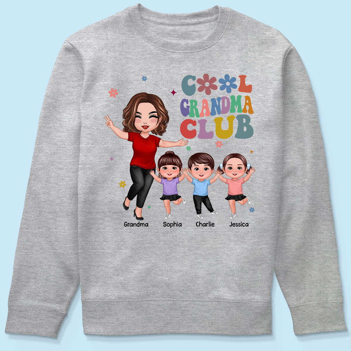 Cool Grandma Club Happy Doll Grandma Kids Personalized Shirt