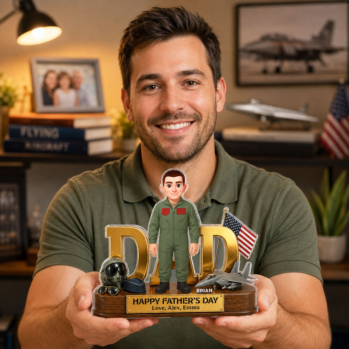 Proud American Air Force Dad You Are Our Hero - Personalized Acrylic Block Plaque - Father's Day Gift For Dad