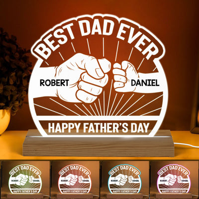 Best Dad Ever Punch Hands Personalized Acrylic Custom Shape LED Night Light