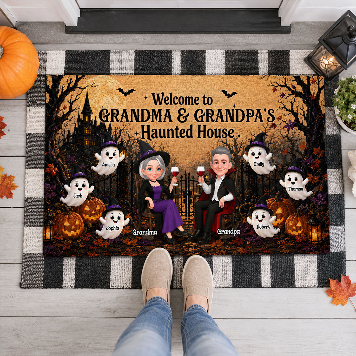 Trending Grandparents' Haunted House - Personalized Doormat - Halloween Decoration