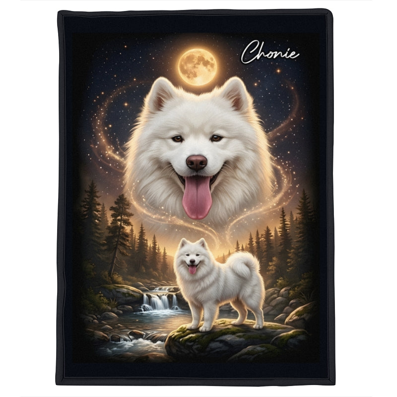 Dog Howling to the Moon - Personalized Fleece Blanket - Gift for Dog, Cat Lovers, Pet Memorial Gift, Christmas Gift for Her, for Him