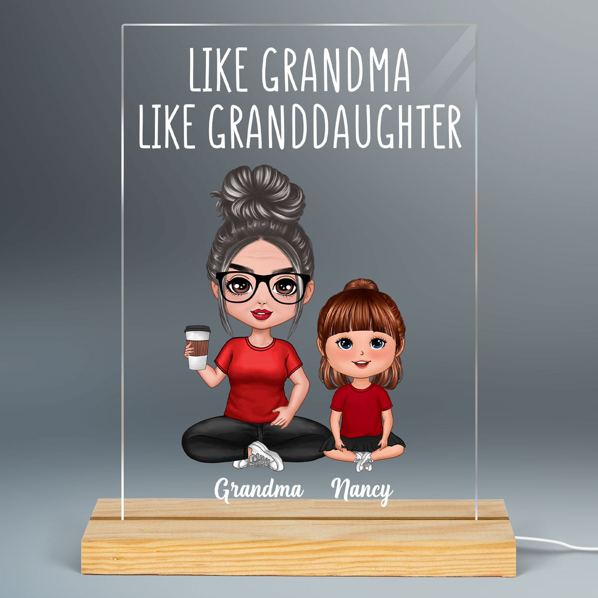 Like Grandma Like Granddaughters Grandsons Grandchildren Personalized Rectangle Acrylic Plaque LED Night Light
