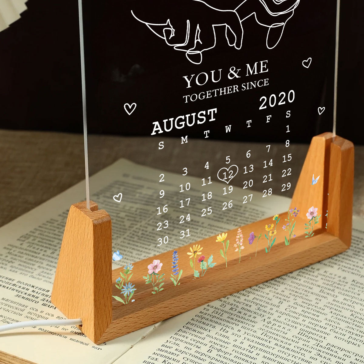 You & Me Together Since Personalized Couple Anniversary Gift, Gift for Wife Husband Girlfriend, Custom LED Night Light