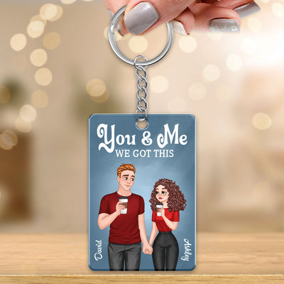 Cartoon Couple Hand In Hand Together Since Personalized Acrylic Keychain