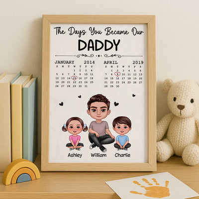 The Days You Became Our Dad Man & Doll Kids Personalized Poster, Gift For Dad