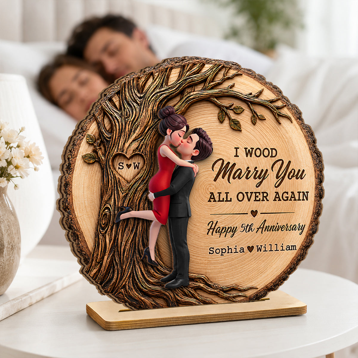 I Would Marry You All Over Again - Personalized 2-Layered Wooden Plaque - Couple Anniversary Gift for Her, for Him