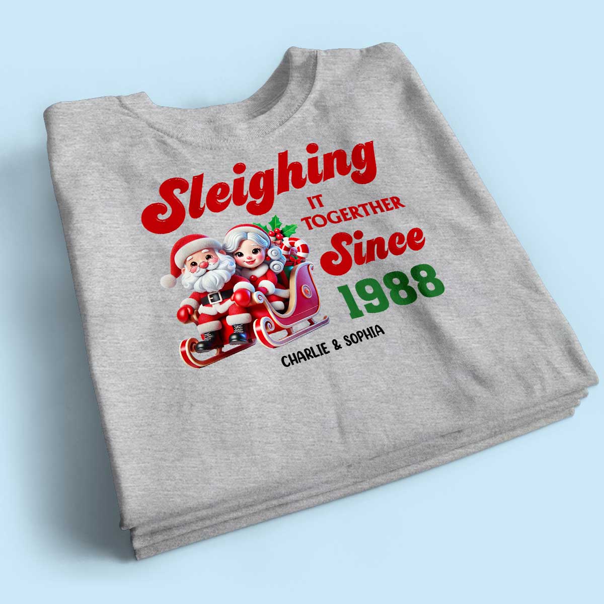 Personalized Couples Christmas T-shirt, Custom Holiday Tee, Couple Matching, His and Hers Couple Shirts, Santa and Mrs. Claus Together Since