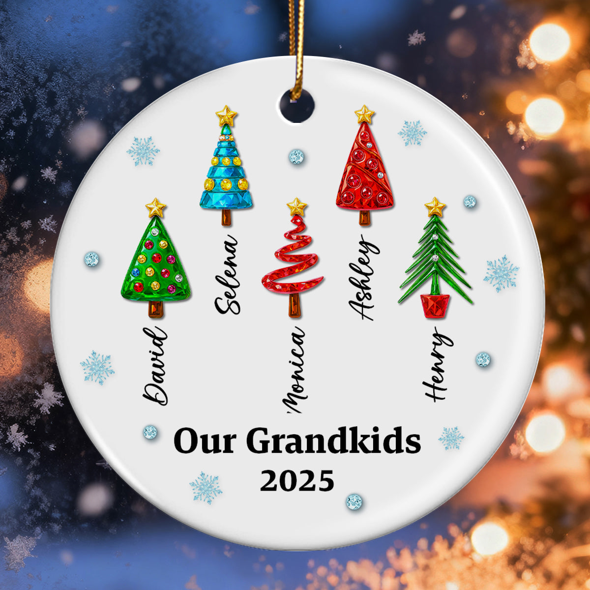 Our Grandkids 3D Crystal Effect Christmas Tree - Personalized Ceramic Ornament - Christmas Gift for Grandma, Grandpa