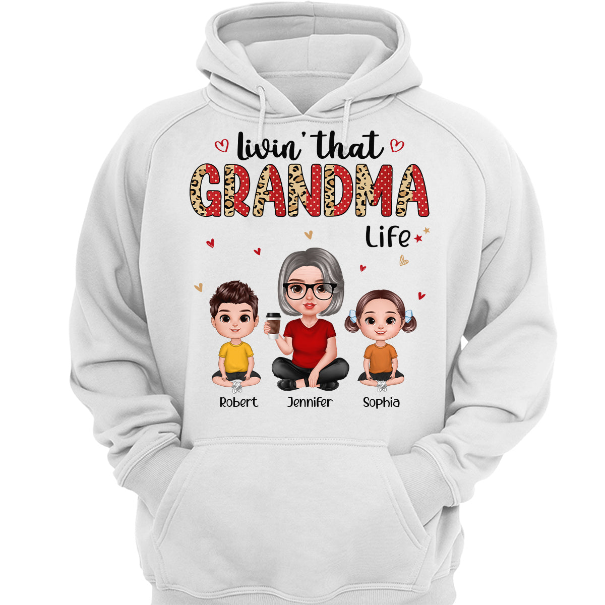 Leopard Polka Dot Realistic Grandma Grandkids Personalized Shirt