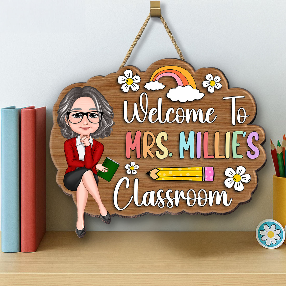 Personalized 3D Effect Teacher Door Sign, Welcome to Teacher's Classroom, Back to School Gift, Classroom Decoration