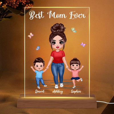 Mom Daughter Son Doll Standing Personalized Acrylic LED Night Light
