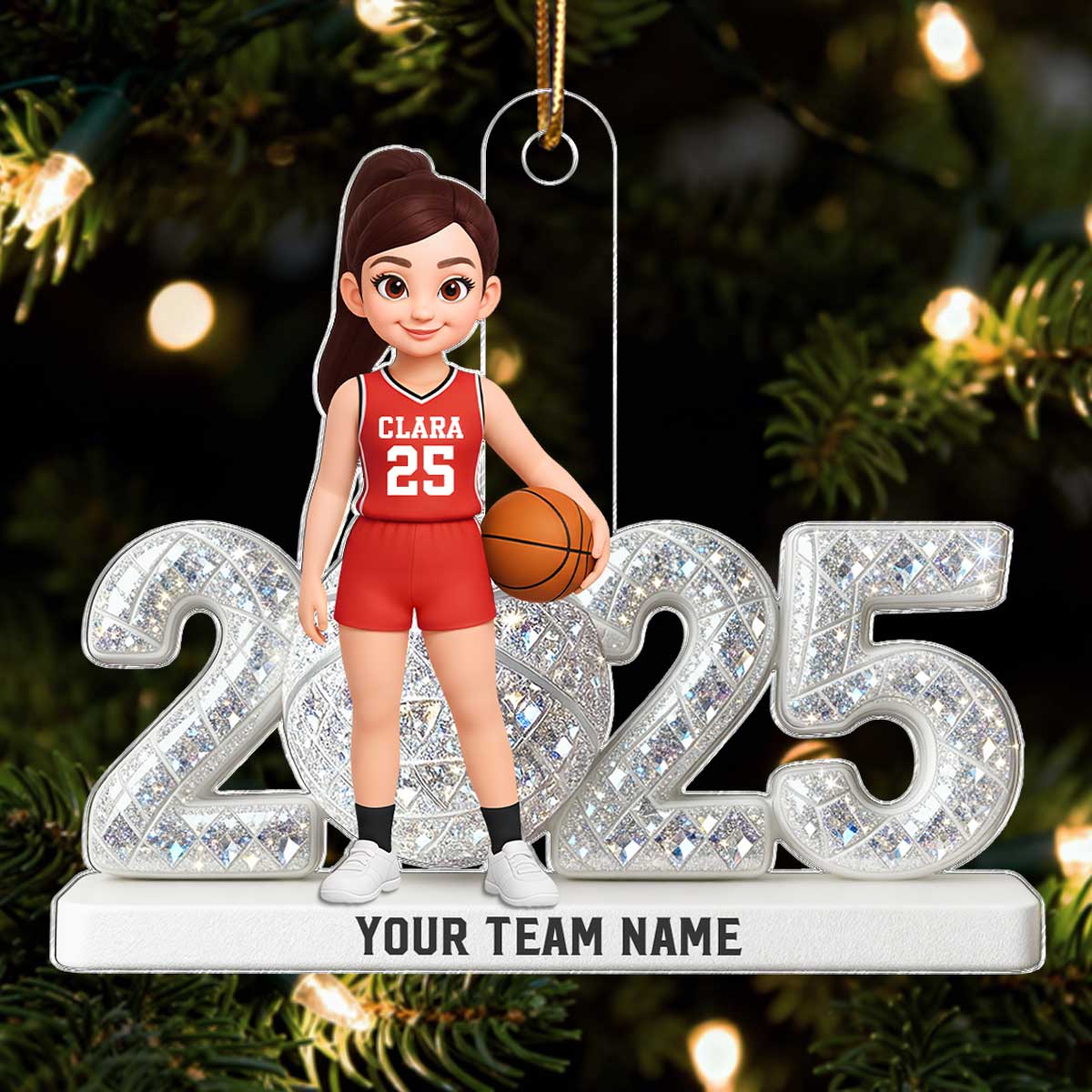 3D Shining Effect Christmas Basketball Player - Personalized Acrylic Ornament - Christmas Gift For Basketball Players