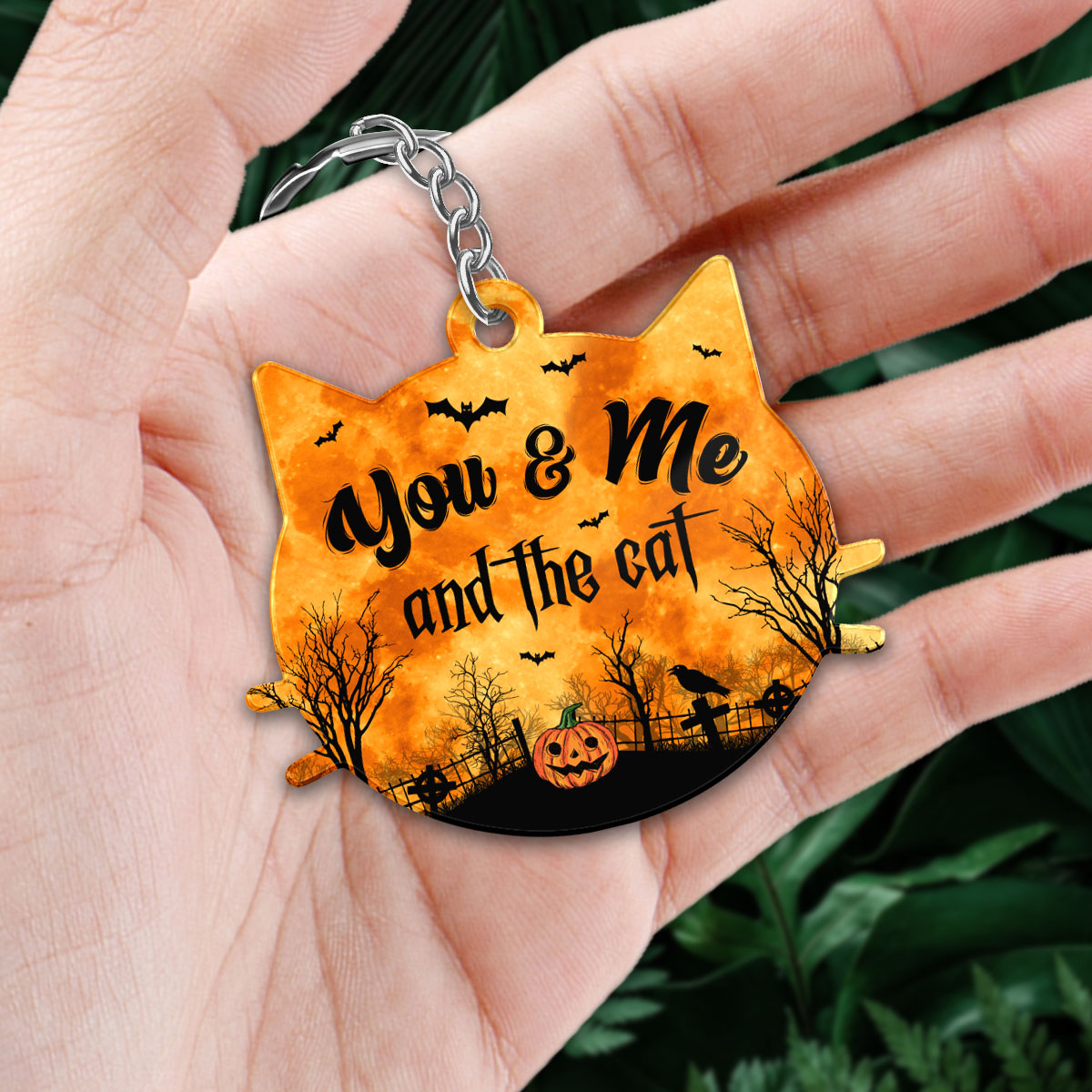 Couple And The Cats Halloween Personalized Acrylic Keychain