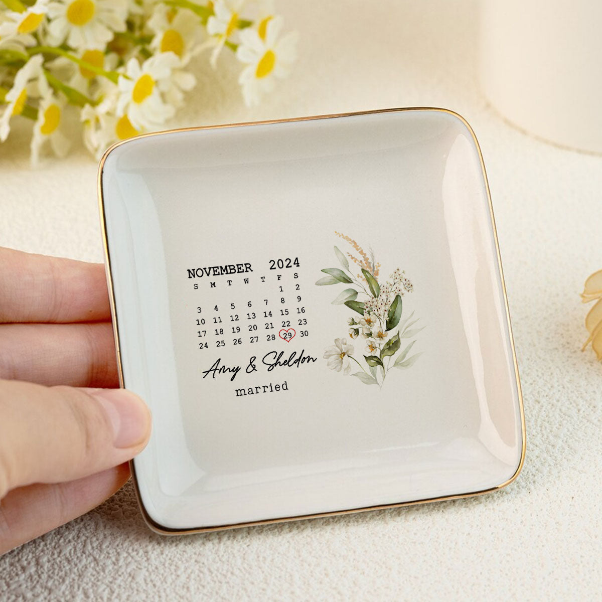 Married Couple Wedding Date Personalized Jewelry Dish, Engagement Wedding Newlywed Gift, Heartwarming Keepsake