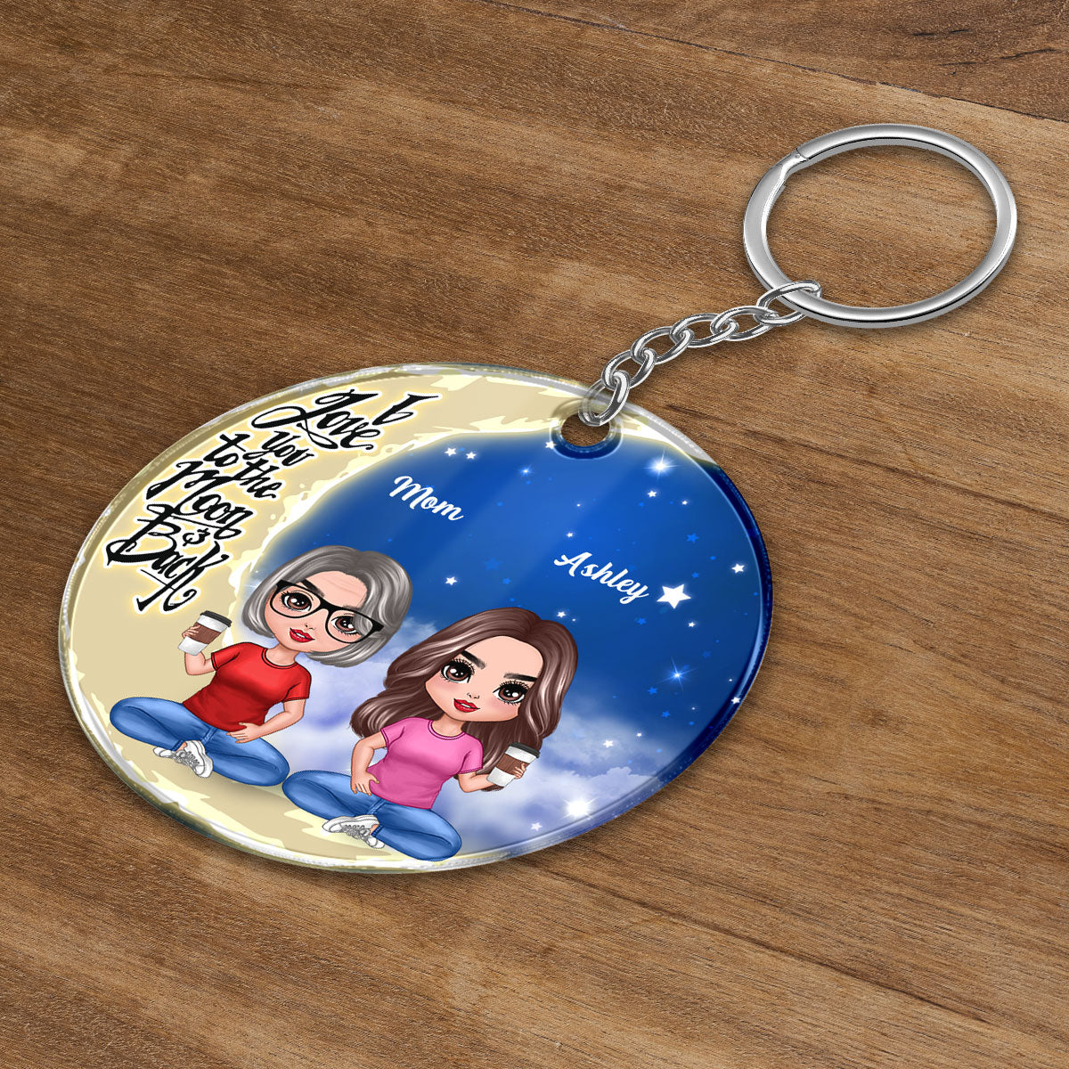 Like Mother Like Daughter On Moon Calendar Date Personalized Acrylic Keychain