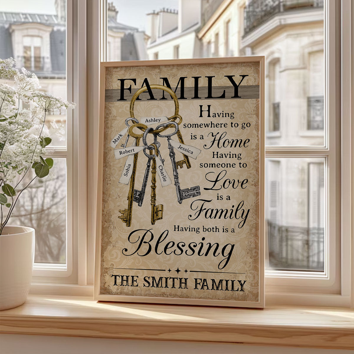 Home Family Members Keychain Names Personalized Poster, Perfect Christmas Gift For Family