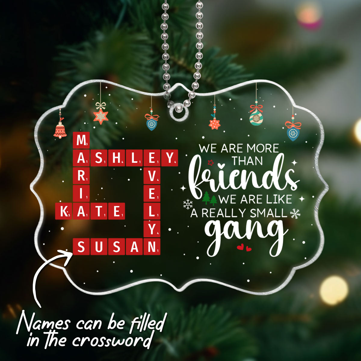 We Are More Than Friends Crossword Personalized Acrylic Ornament, Unique Christmas Gifts For Besties, Best Friends