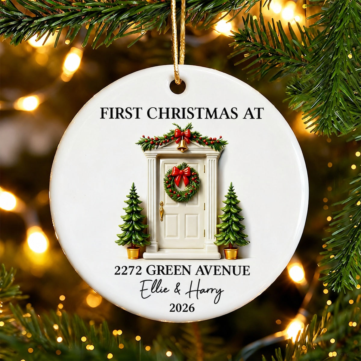 First Christmas New Home 3D Effect - Personalized Ceramic Ornament - New Home Decor
