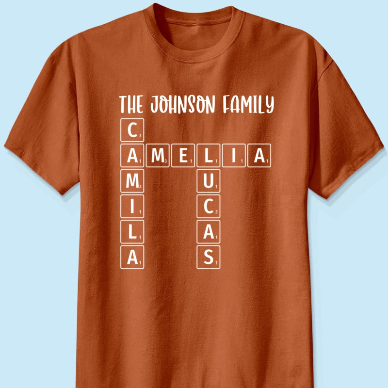 Family Tee Crossword Art Puzzle Personalized Shirt