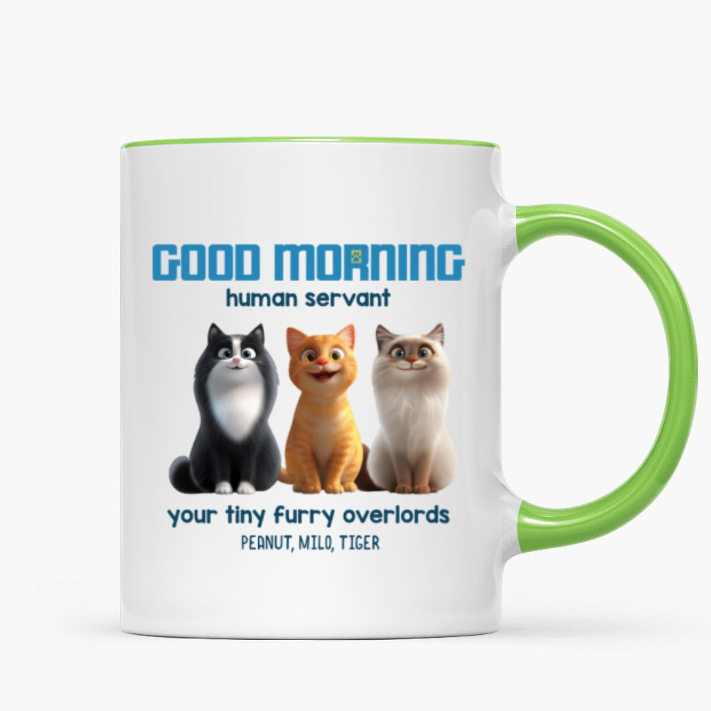 Good Morning Human Servant Personalized Mug, Unique Gift for Cat Mom Cat Dad