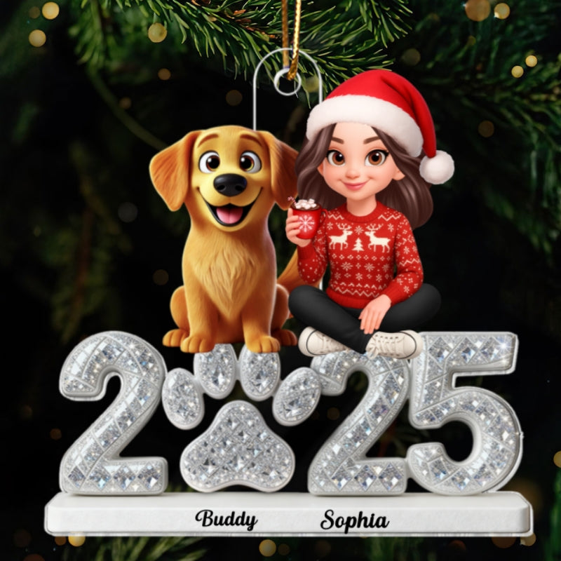 3D Shining Effect Christmas Dog Mom - Personalized Acrylic Ornament - Gift For Dog Lovers